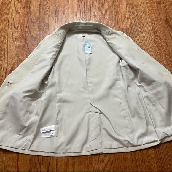 NWT LOFT neutral cotton linen blend single button blazer size 00 P petite - Picture 11 of 13